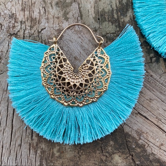 Anthro Amelia Mint Filigree Earrings - Picture 3 of 4